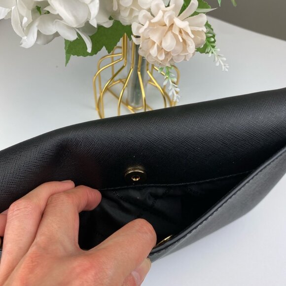 Michael Kors 35F9GTTC6L Jet Set Medium Leather Envelope Clutch in Black - Picture 9 of 9